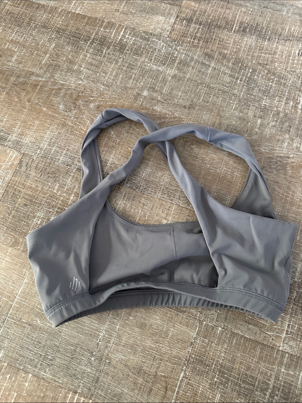 Twist-Back Sports Bra in Light Gray